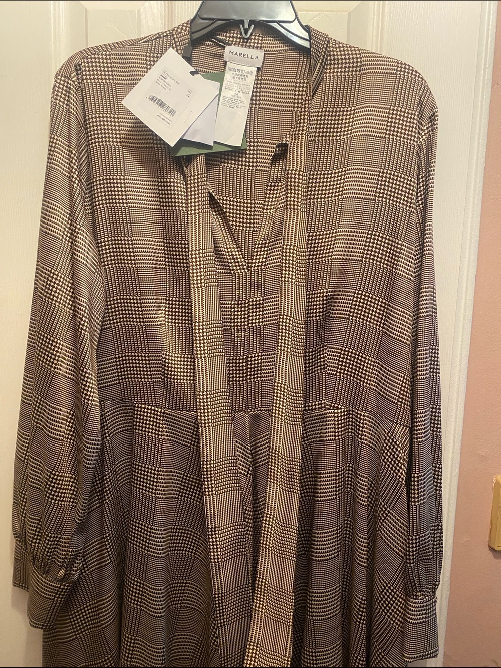 MARELLA Brown Glen Plaid Button-Front Casual Shirt